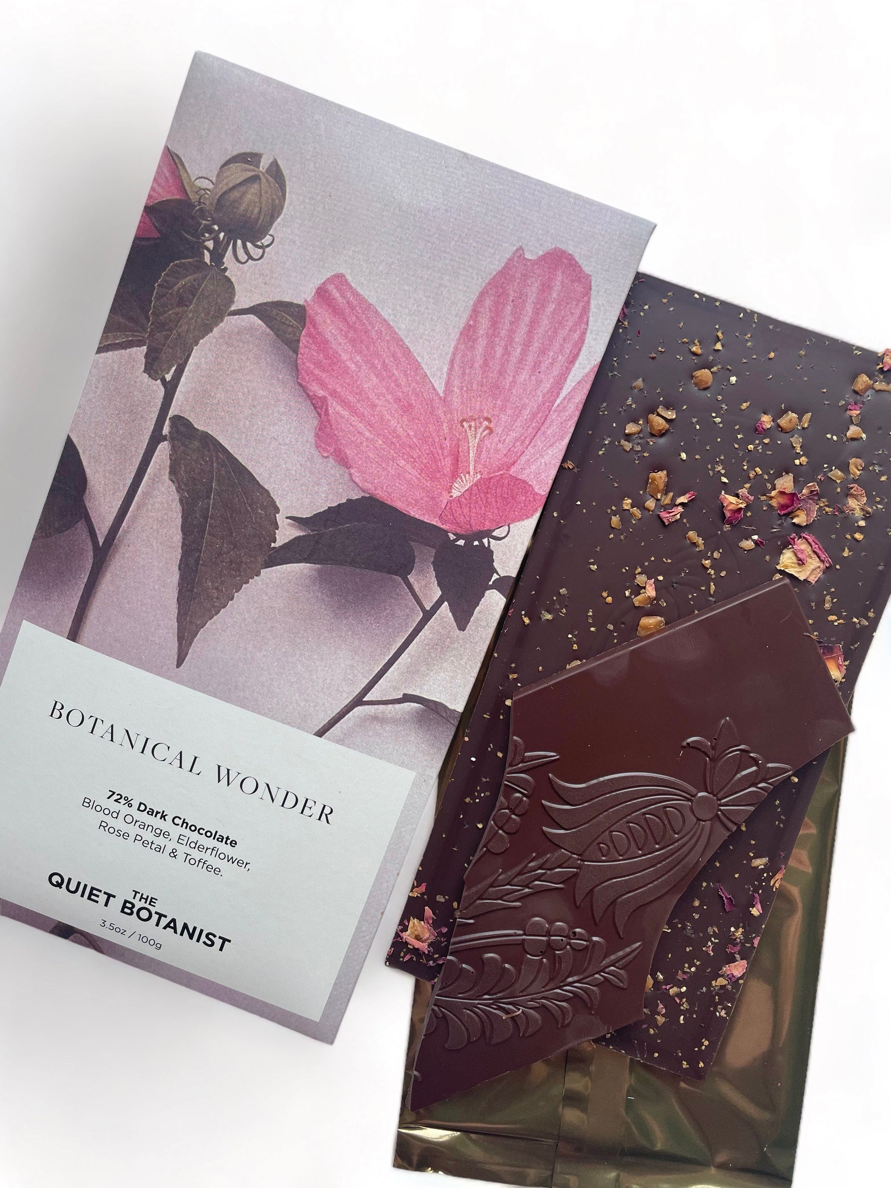 BOTANICAL WONDER BAR - 72% Dark Chocolate with Blood Orange &amp; Elderflower